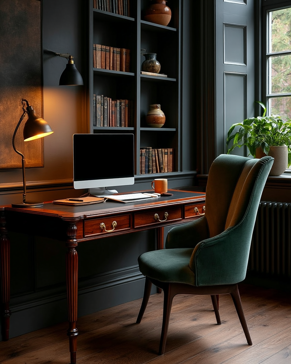Legacy Leather Top Desk, walnut finish