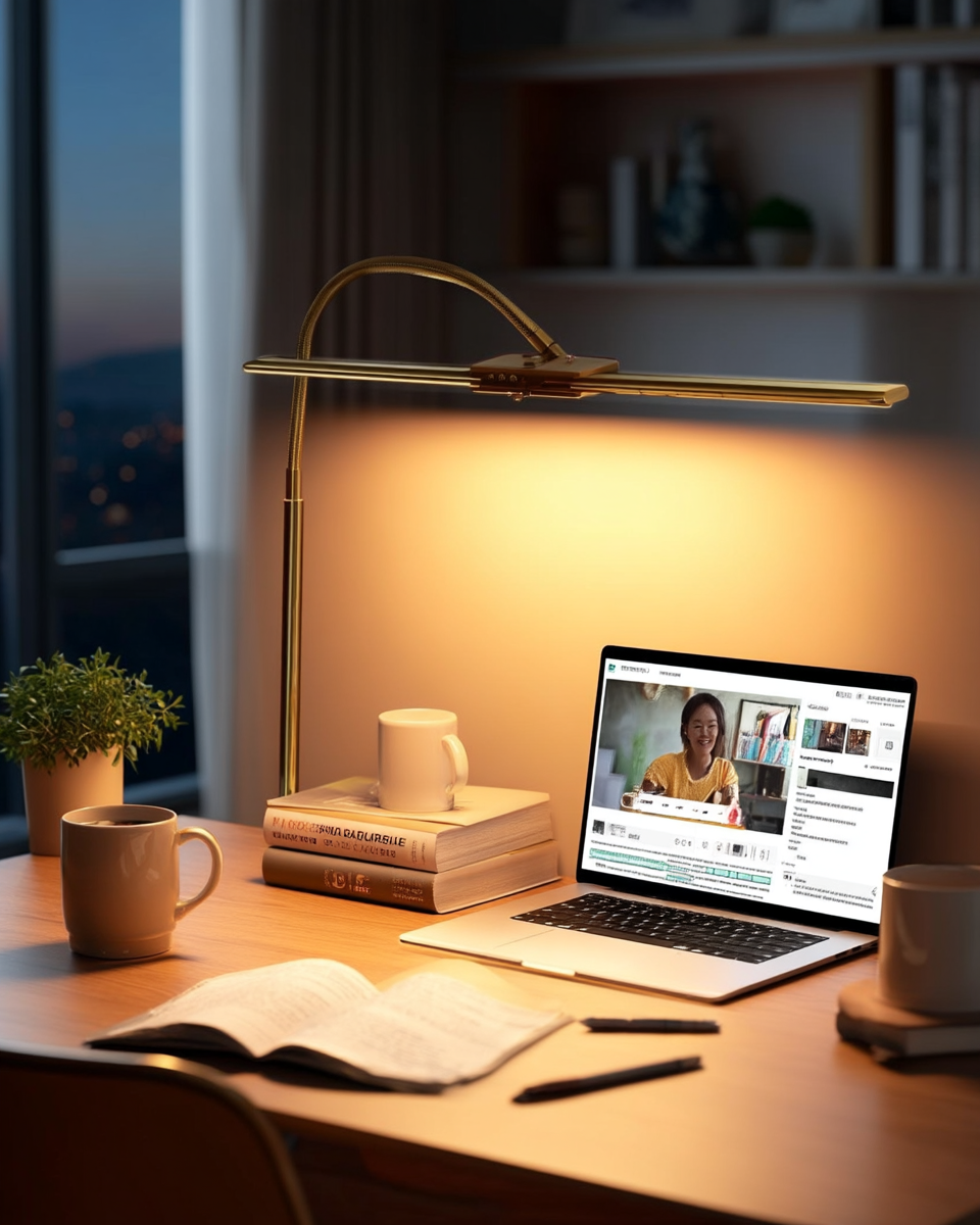 Syrinx dual-head LED architect desk lamp, brushed brass
