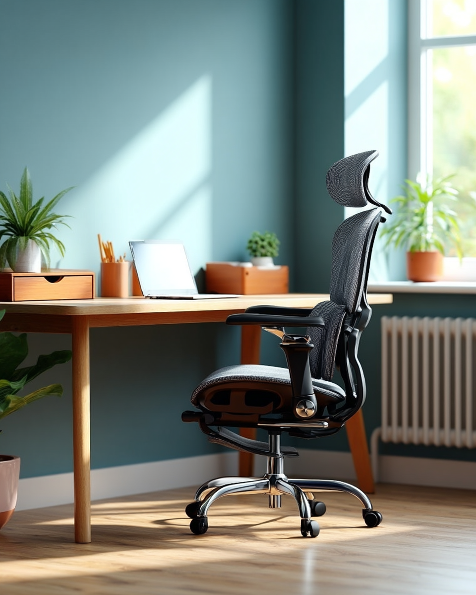 MINILIVE ergonomic high-back office chair, gray mesh