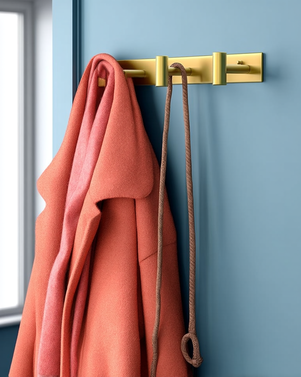 Brushed gold wall mounted coat hook rack