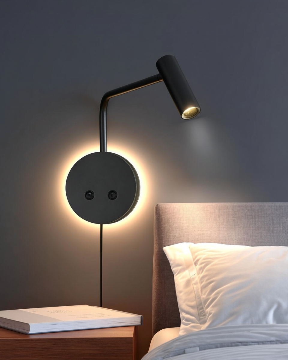 NICOLONOR matte black wall mounted reading light