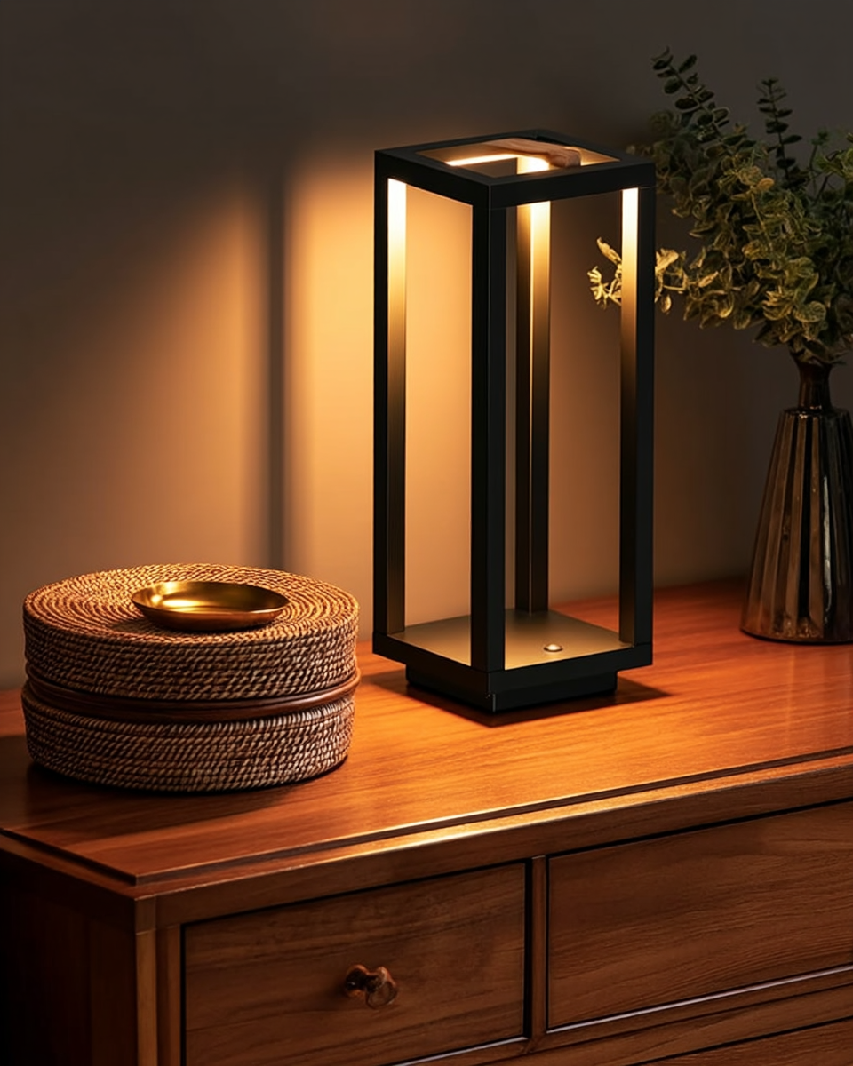 Cordless rechargeable outdoor table lamp, set of two