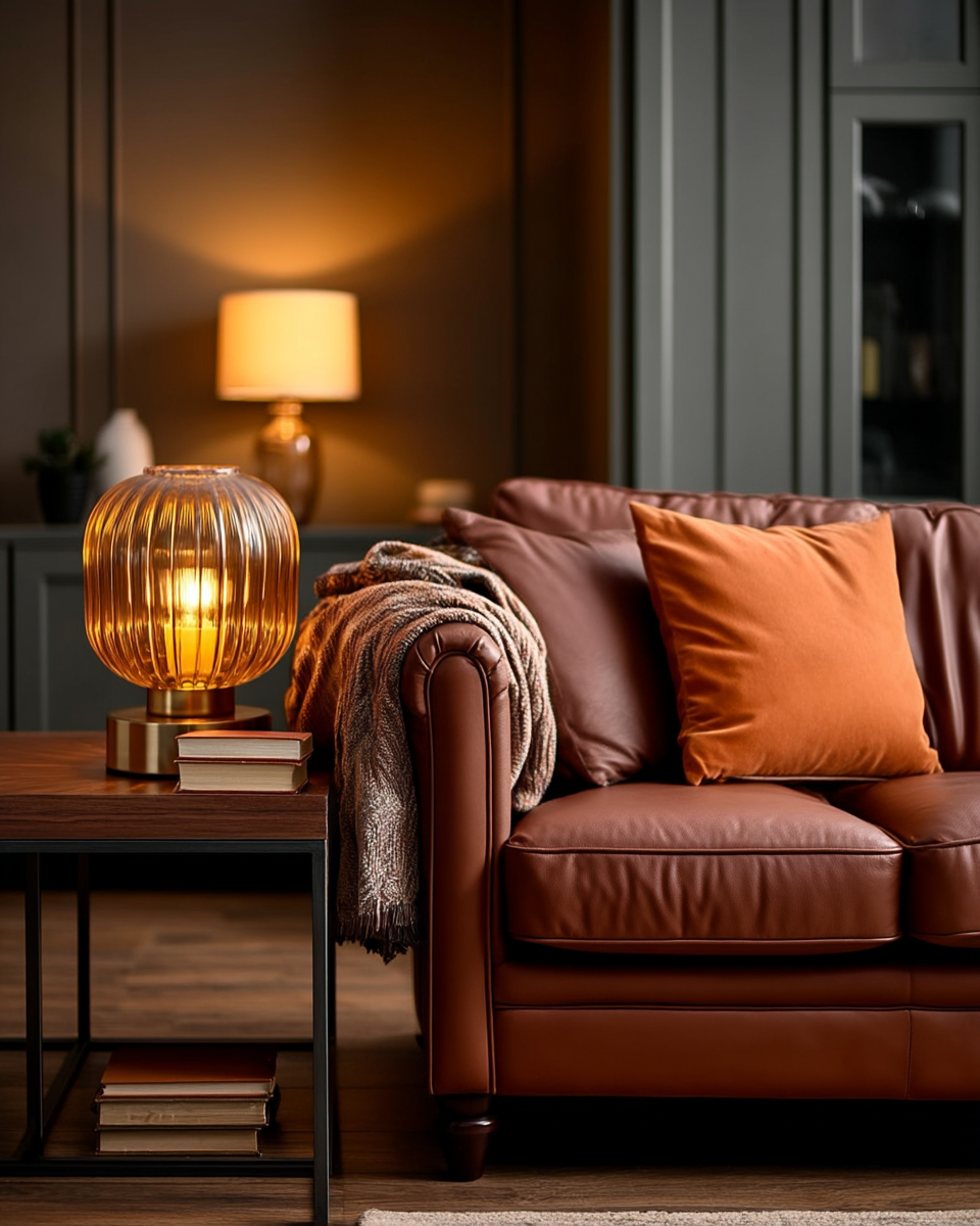 Elenhome amber touch glass table lamp, set of two