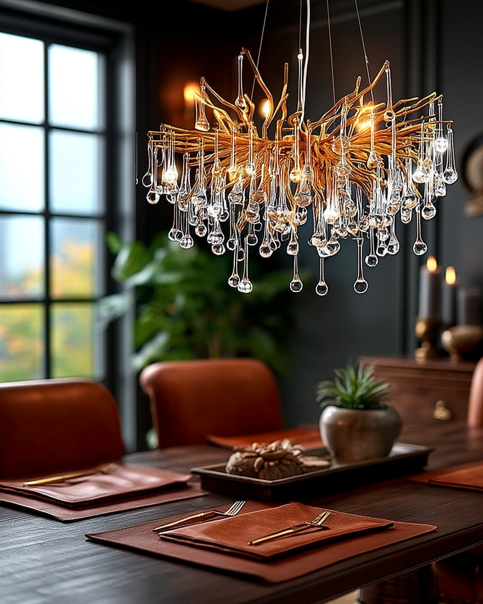 24 inch gold branch-style crystal chandelier