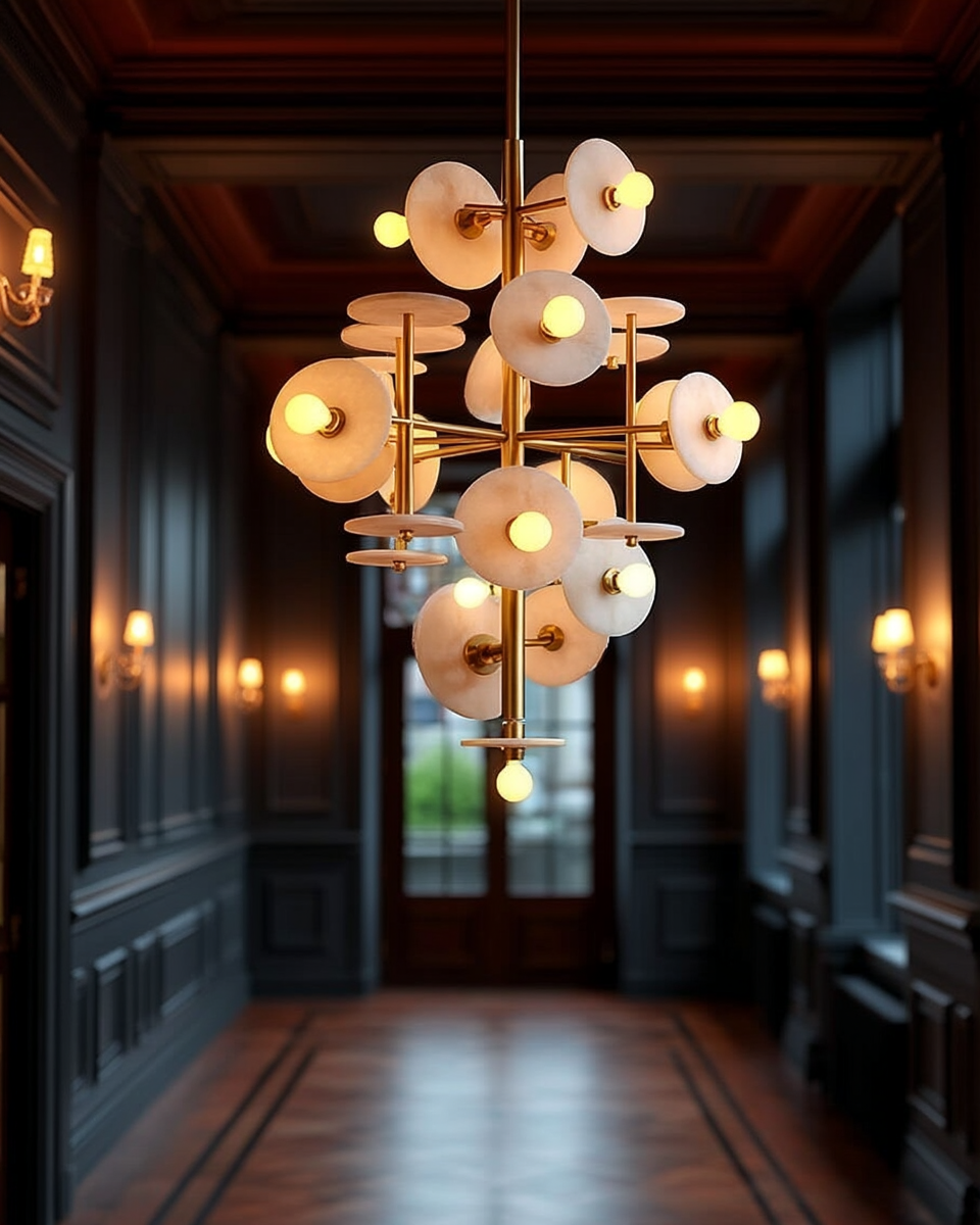 Savoy House Amani 15-light alabaster chandelier in royal gold